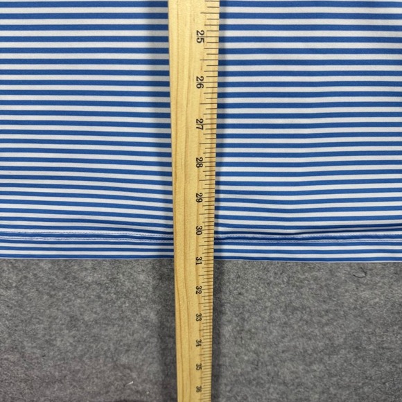 Rhoback Mens XL Blue White Stripe Performance Golf Polo Shirt Tennis Stretch - Picture 6 of 7